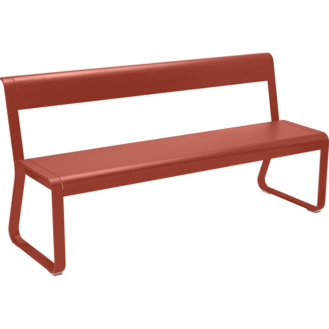 Photo of Bellevie Bench With Backrest Red Ochre - Garden Benches - Pagnon & Pelhaître - Red - Metal