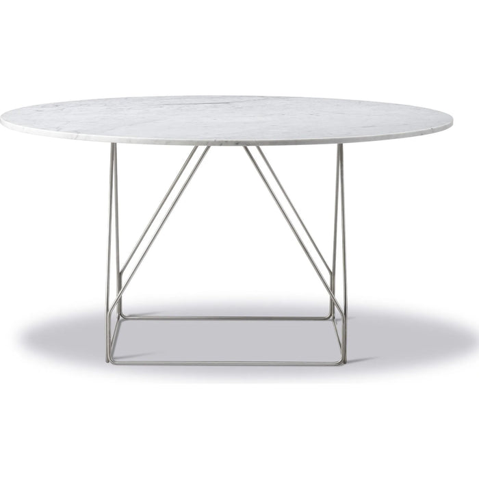 Photo of Jg Dining Table Ø: 140 cm - White Carrara/Brushed Stainless Steel