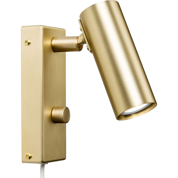 Photo of Puck Wall Lamp, matt brass, fixed mounting - bedside lamps - Åke Hultgren - Gold