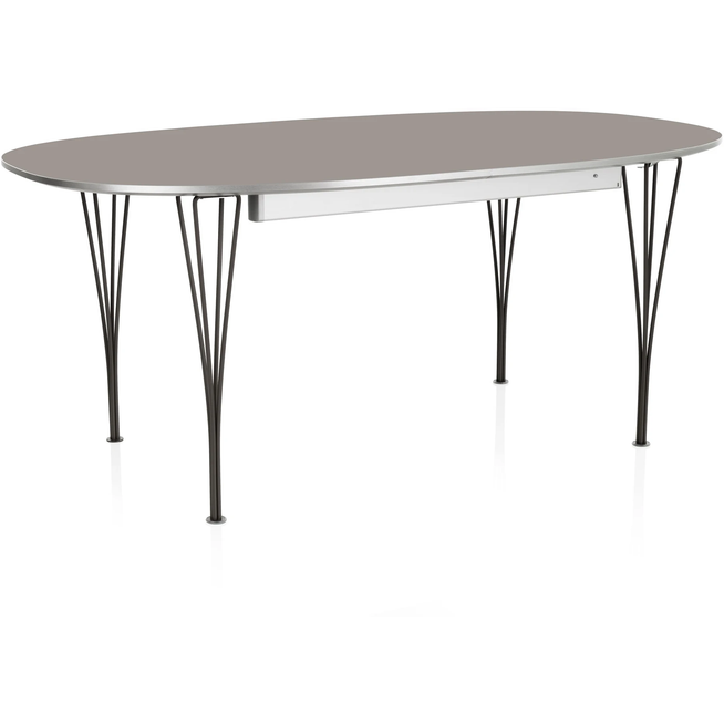 Photo of Superellips Extendable B620 – 170-270x100 cm Grey Efeso/black - Dining table - Bruno Mathsson - Grey - Metal/wood