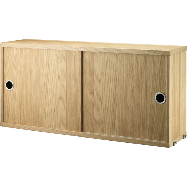 Photo of String Cabinets/Sliding Doors 78x20, Oak - Shelving - Nils Strinning - Wood
