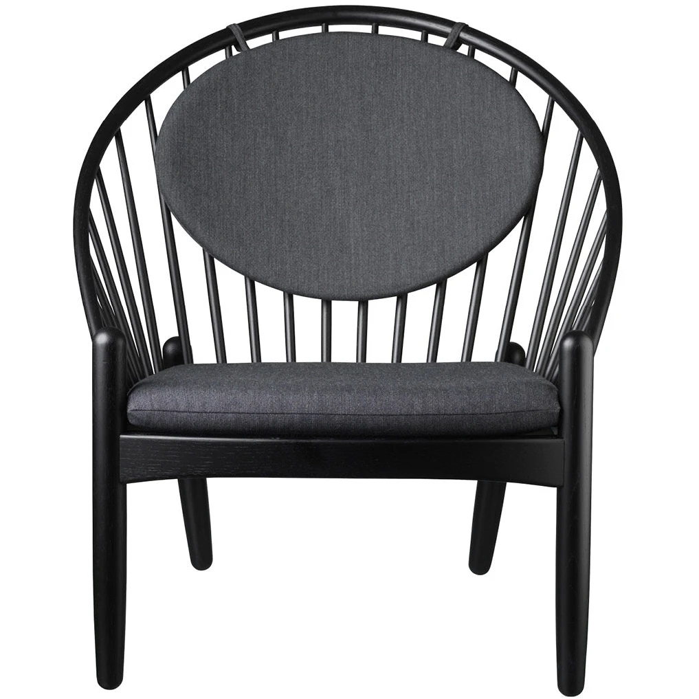 J166 Jørna Armchair - dark grey, black lacquered oak