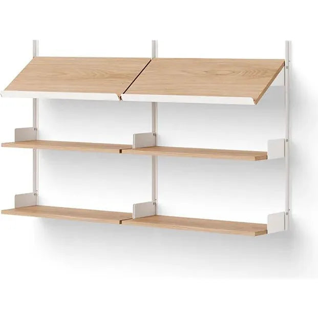 Photo of New Works Office Shelf - Hylde - Oak / White - H94 X W163.5 X D30.5 Cm