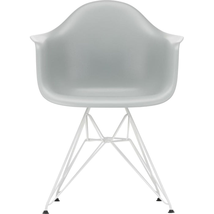 Photo of Eames Plastic Armchair Dar - 24 Light Grey - White Base - Dining Chairs - Metal/plastic