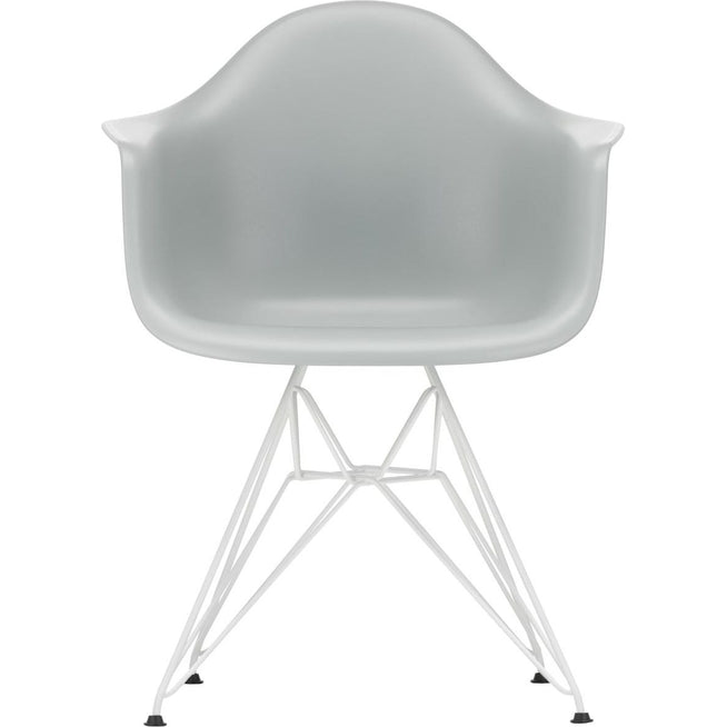 Photo of Eames Plastic Armchair Dar - 24 Light Grey - White Base - Dining Chairs - Metal/plastic