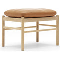 Thumbnail photo of Carl Hansen - Ow149F - Colonial Footstool, Soaped Oak, Leather Group C Sif - 95 - Footstools - Ole Wanscher - Brown - Leather/Wood