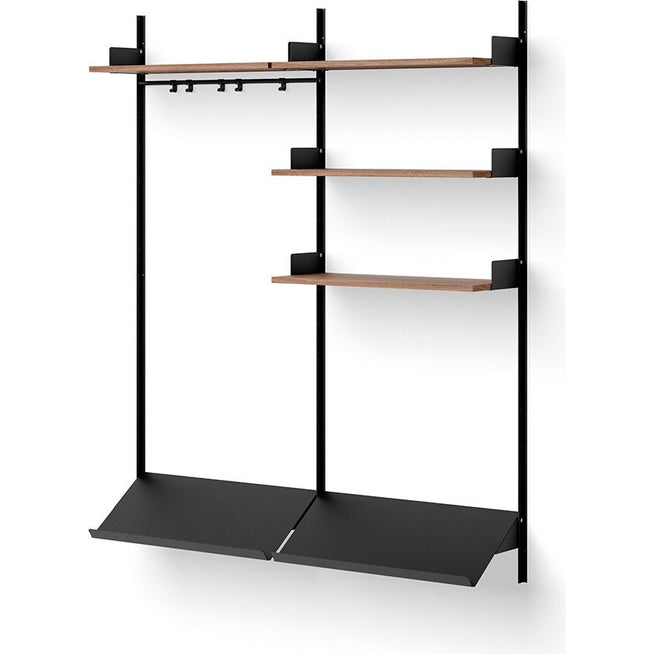 Photo of New Works Wardrobe Shelf 3 - Reolsystem - Walnut / Black - H190 X W163,5 X D35,5 Cm
