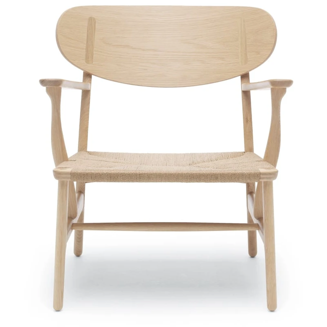 Photo of Ch22 Armchair White Oiled Oak-Natural Wicker
