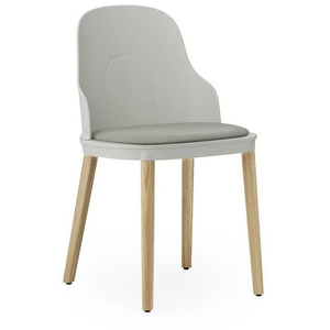 Photo of Allez Chair Upholstered Canvas Oak - Dining Chair - Warm Grey - H: 79 x L: 45 x D: 50 x Sh: 45.5 cm