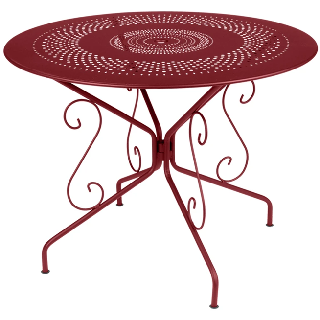 Photo of Montmartre Table 96 cm Chili 43 - Outdoor dining table - Red - Metal