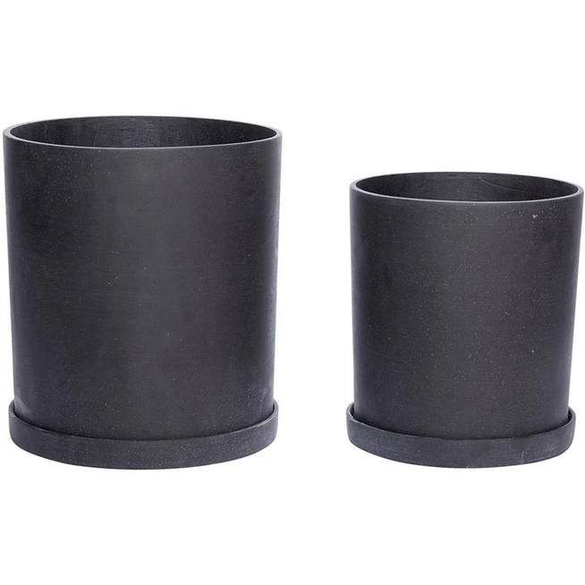 Photo of Flower Pot Set with Bowl Black Polystone