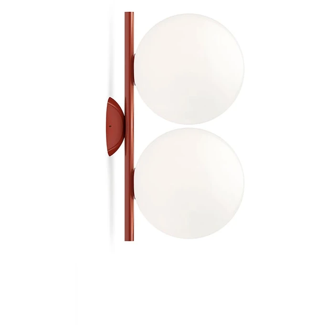 Photo of Ic Lights C/w1 Double Wall Lamp Burgundy, Opal