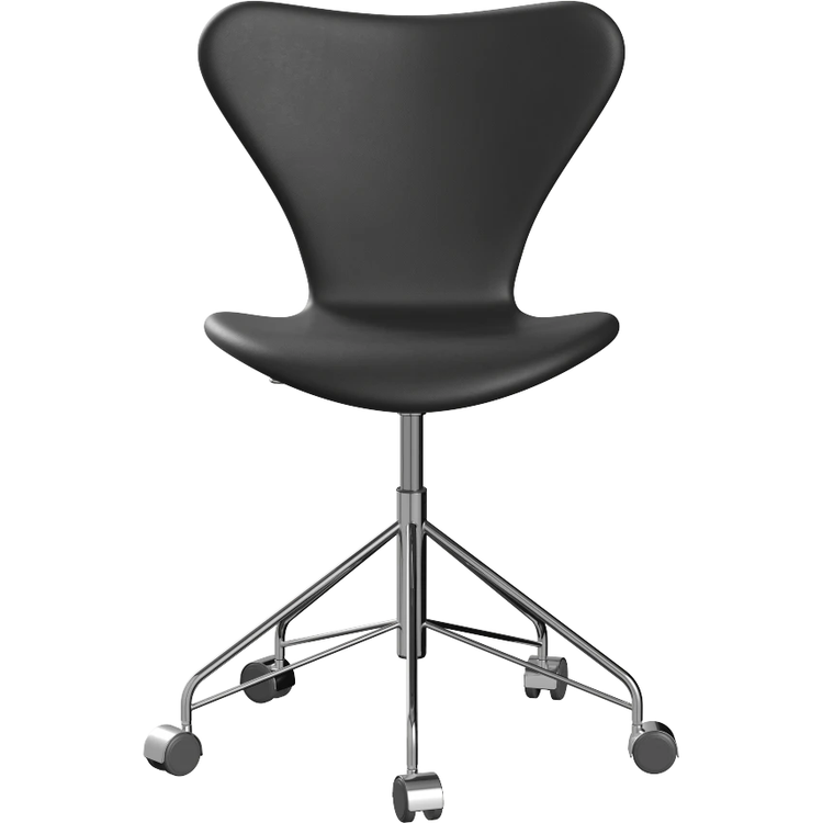 Photo of Sjuan 3117 Upholstered Office Chair Soft Wheels Essential Black Leather-chrome