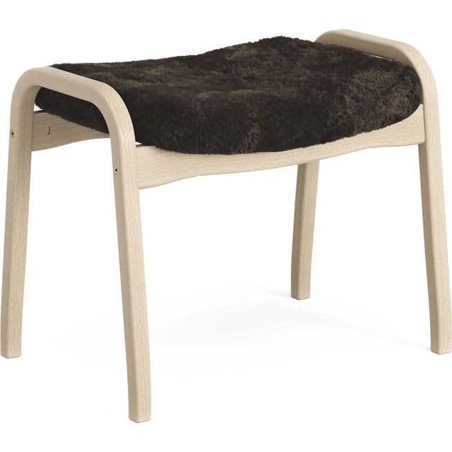 Photo of Lamino Footstool Sheepskin Espresso - Natural Lacquered Beech