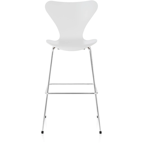 Photo of 3187 Sjuan, Lacquered Beech veneer, White - Bar stools & Bar stools - Arne Jacobsen - White - Metal/wood