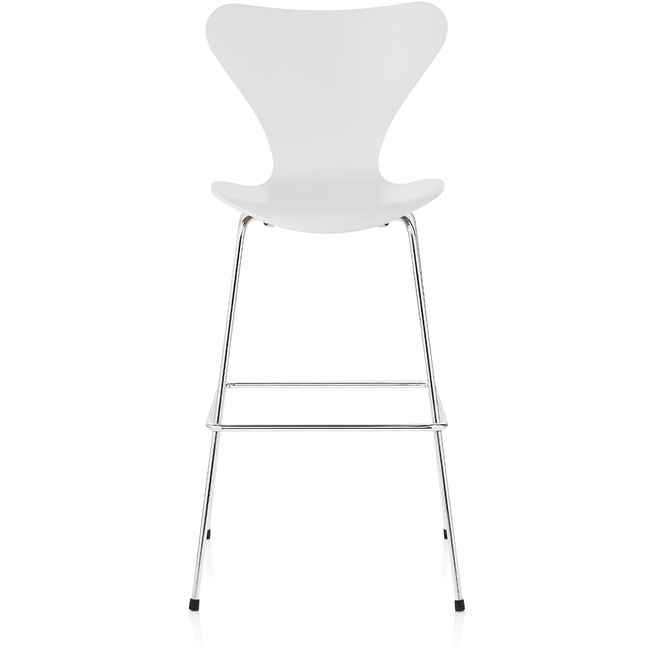 Photo of 3187 Sjuan, Lacquered Beech veneer, White - Bar stools & Bar stools - Arne Jacobsen - White - Metal/wood