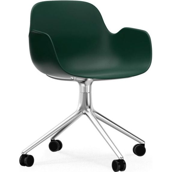 Photo of Form Armchair Swivel 4w Alu - Kontorstol - Green / Aluminum - H79 X W56 X D52 X Sh44 Cm