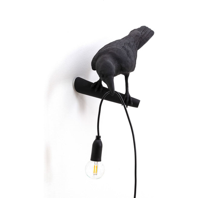 Photo of Bird Lamp Looking Left Black - Vägglampor - Marcantonio Raimondi Malerba - Svart