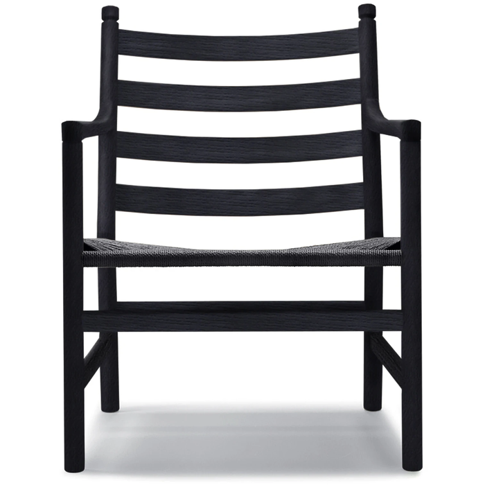 Photo of Carl Hansen - Ch44 Oak Black lacquered / Cord Black - Armchairs - Hans J. Wegner - Black - Natural material/wood