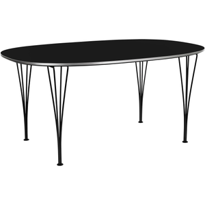 Photo of B617 Super Ellipse, 130x300 cm, Laminate, Black, Black Powder Coating - Dining Table - Arne Jacobsen,Bruno Mathsson,Piet Hein - Black - Metal/Wood