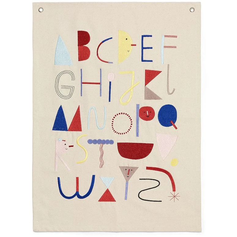 Alphabet Fabric Poster - Dekoration - Offwhite - W50 X H70 Cm