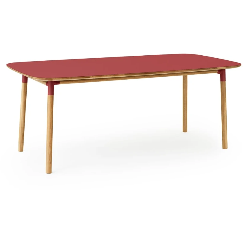 Form Dining Table Red. Oak Legs