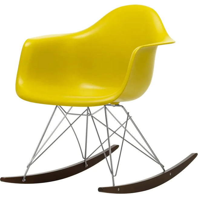 Photo of Eames Plastic Armchair Rar - 34 Mustard - Chrome Base - Dark Maple - Dining Chairs - Metal/wood/plastic