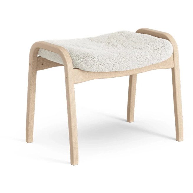 Photo of Lamino Footstool Sheepskin Off-white, Natural Lacquered Beech