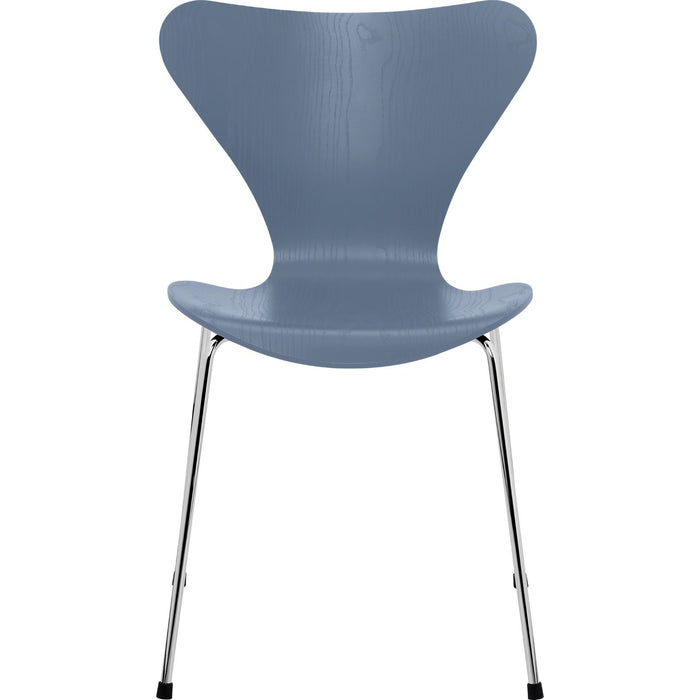 Photo of Sjuan 3107 Dusk Blue Coloured Box/chrome - Dining chairs - Arne Jacobsen - Blue - Metal/wood