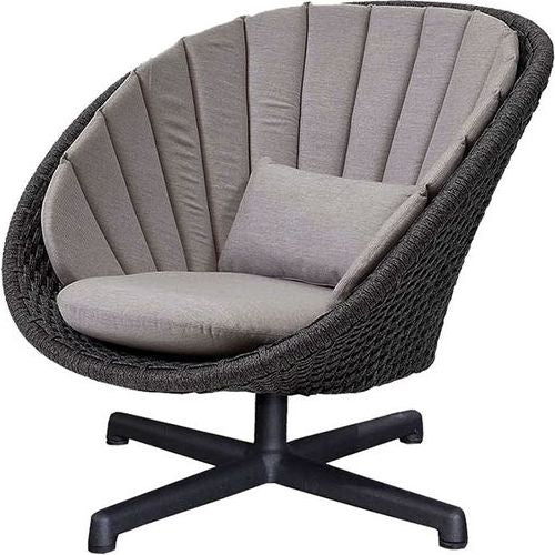 Photo of Peacock Lounge Drejestol - Aluminium - Loungestol - Frame: Cane-line Soft Rope - Aluminium, Black / Cushion: Taupe, Cane-line Natté - W91 X D93 X H87 X Sh34 Cm