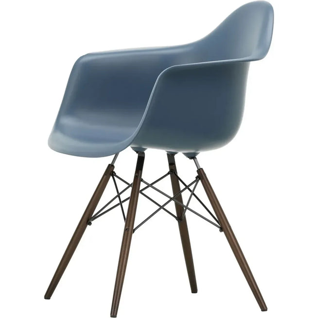 Photo of Eames Plastic Armchair DAW - 83 Sea Blue - Dark Maple - Dining Chairs - Metal/Wood/Plastic