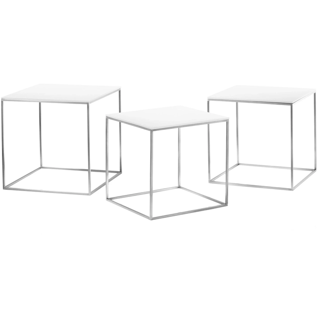 Photo of Pk71, 3 sizes, White Acrylic - Coffee table - Poul Kjærholm - White - Metal/plastic