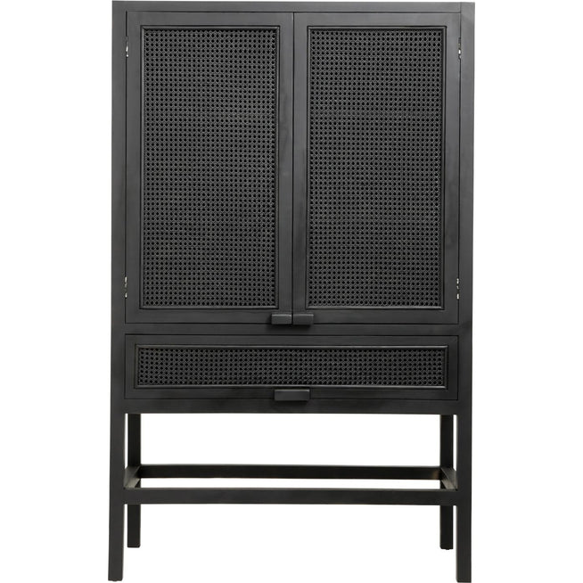 Photo of Wicker Teak Cabinet with Webbing - Black