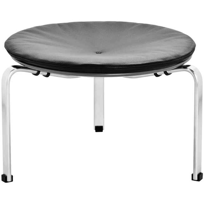 Photo of Pk33, Leather, Aura Black Brown - Stools - Poul Kjærholm - Brown - Leather/metal