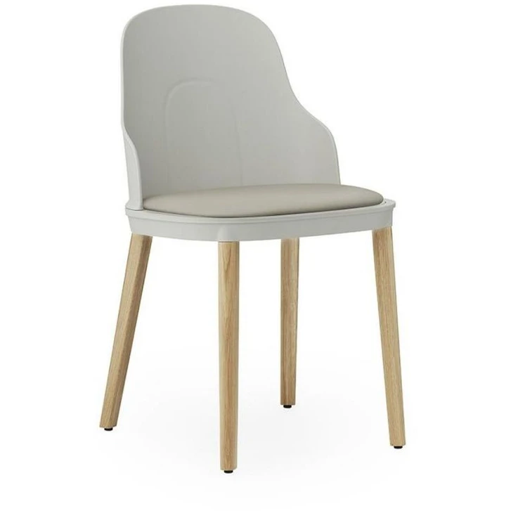 Allez Chair Oak Upholstered Ultra Leather - Dining Chair - Warm Grey - H: 79 x L: 45 x D: 50 x Sh: 45.5 cm