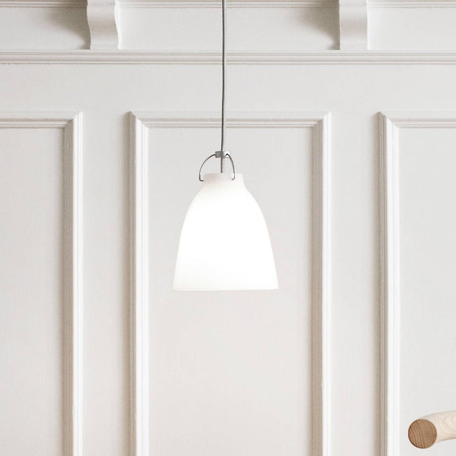 Photo of Caravaggio 1 Pendant White Opal Glass-grey Textile Cord