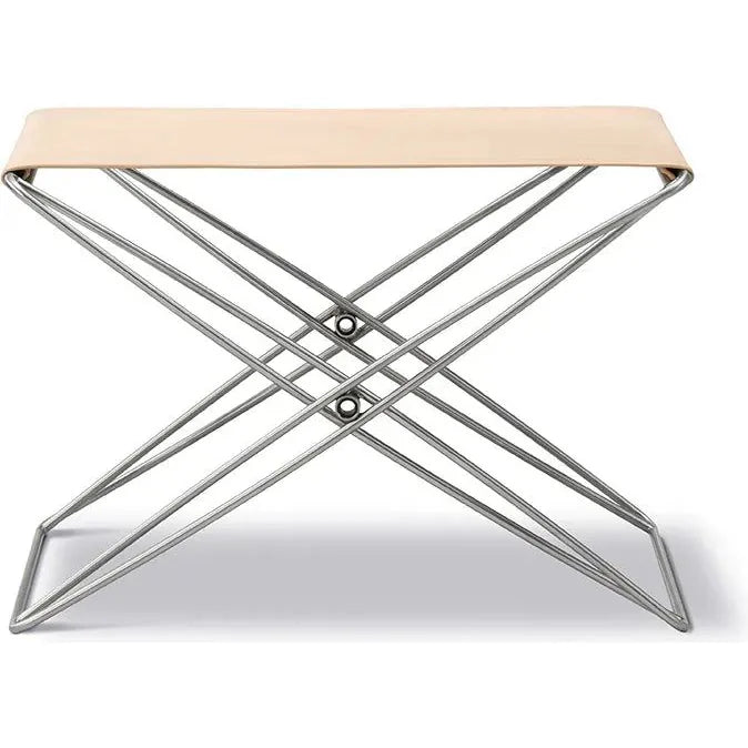 Photo of Jg Foldestolen 6565 By Jørgen Gammelgaard - Skammel - Vegeta 90 Natural / Brushed Stainless Steel - W60 X D46 X H40 Cm