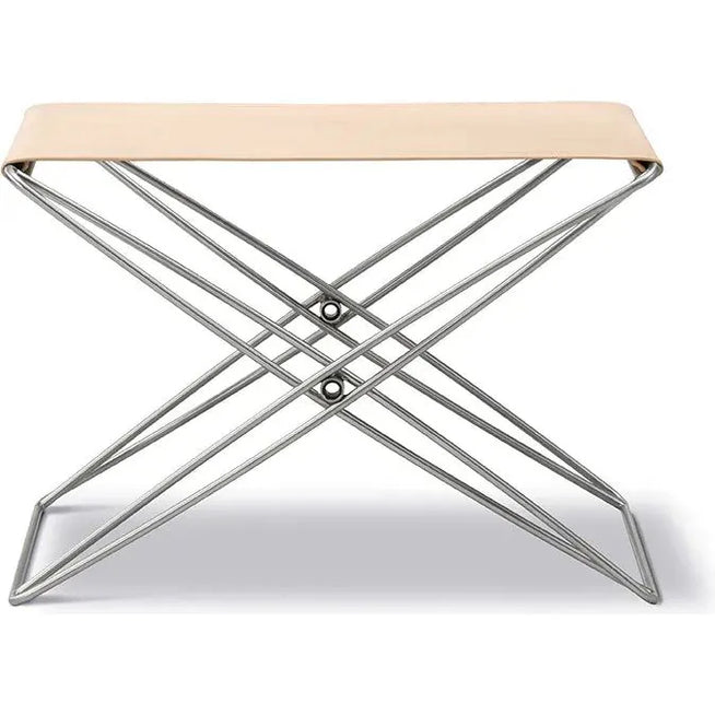 Photo of Jg Foldestolen 6565 By Jørgen Gammelgaard - Skammel - Vegeta 90 Natural / Brushed Stainless Steel - W60 X D46 X H40 Cm