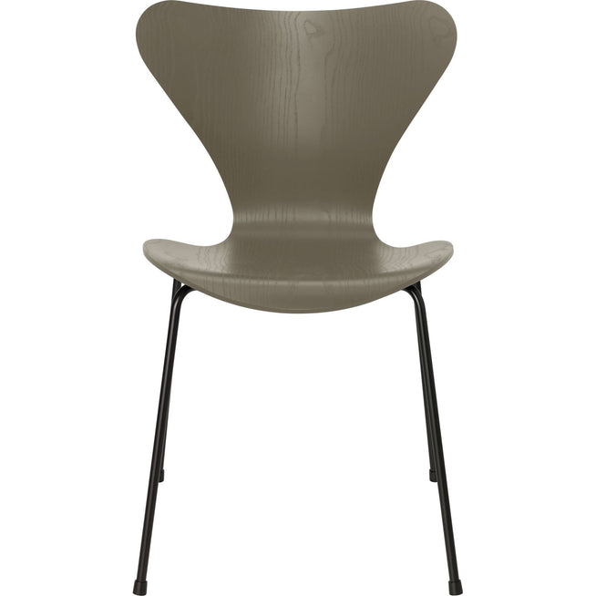 Photo of Sjuan 3107 Olive Green Coloured Box/black - Dining chairs - Arne Jacobsen - Green - Metal/wood