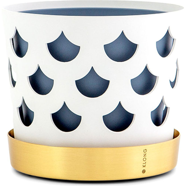 Photo of Trio Flower Pot - Small, Drop, White - Pots & Vases - Ania Pauser - Gold, White, Blue
