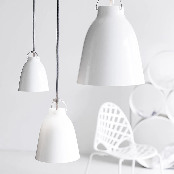Photo of Caravaggio 1 Pendant White Smooth-grey Textile Cord