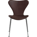 3107 Sjuan - Fully upholstered, Leather, Embrace Concrete Grey - Dining chairs - Arne Jacobsen - Grey - Leather/metal/wood