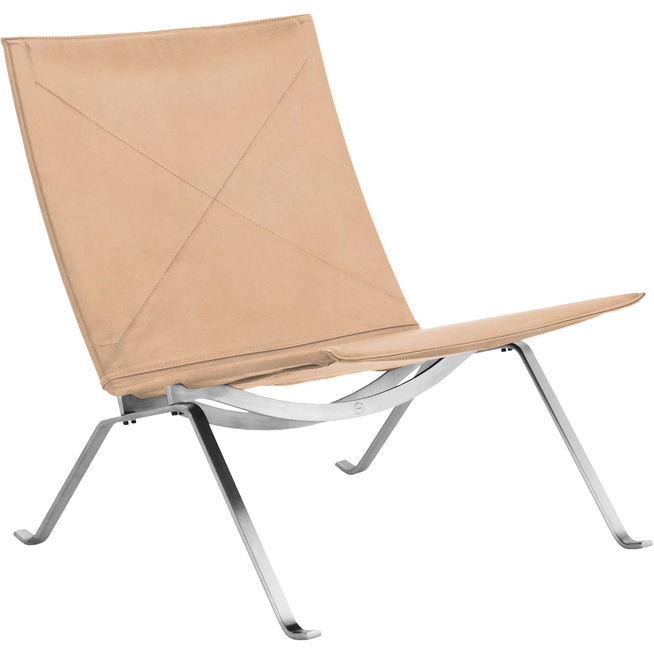 Photo of Pk22, Leather, Natural - Armchairs - Poul Kjærholm - Brown - Leather/metal