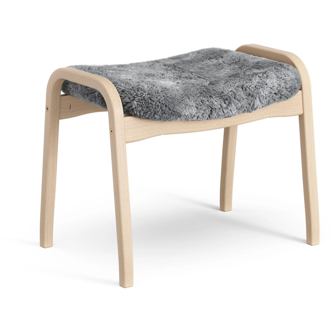 Photo of Lamino Beech Sheepskin Scandinavian Grey - Footstools - Yngve Ekström - Grey - Wood/wool