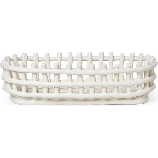 Photo of Ceramic Basket - Kurv - Oval - Blue - W30 X H8,5 X D15 Cm