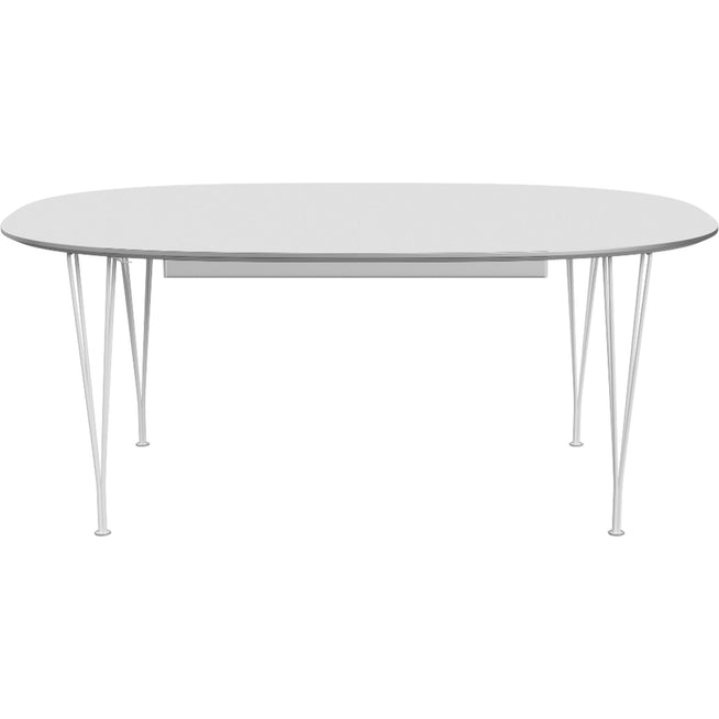 Photo of B619 Superellipse Extendable, Laminate, White, White Powder Coating - Dining Table - Arne Jacobsen,bruno Mathsson,piet Hein
