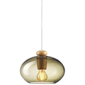 Thumbnail photo of U2 Hiti Pendant with white cord Ø: 26 cm - Oak natural/smoky glass