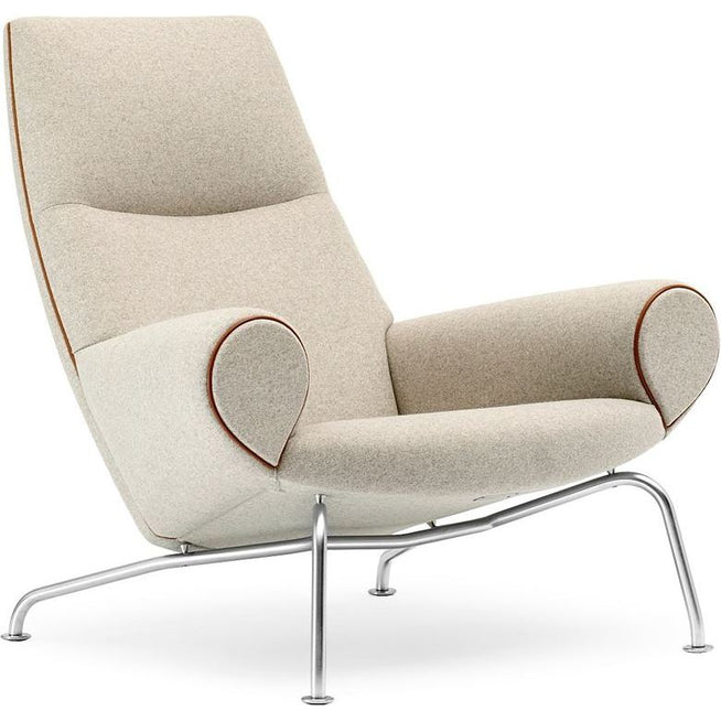 Photo of Wegner Queen Armchair w. Cognac Leather Keder Sh: 36 cm - Hallingdal 110/Brushed Stainless Steel