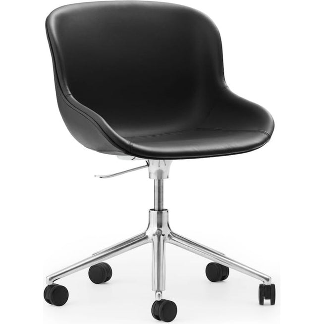 Photo of Hyg Stol Drejestel 5w Gaslift - Full Upholstery - Kontorstol - Seat: Ultra Leather Black / Frame: Aluminum - L: 72,5 X D: 72,5 X H: 78/92 X Sh: 38/52 Cm