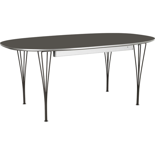 Photo of Superellips Extendable B620 – 170-270x100 cm Grey Bromo/black - Dining table - Bruno Mathsson - Grey - Metal/wood